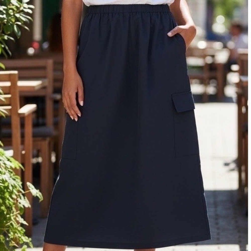 Dazy Cargo Midi Skirt Womens L Navy Drawstring Cargo Utility Gorpcore Capsule